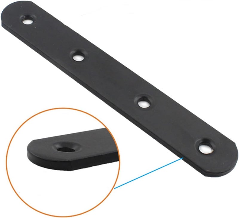 WYSUMMER Black Flat Straight Brace, 20Pcs Metal Mending Brackets, 40Pcs Screws (Black, 17x76mm) - Image 3